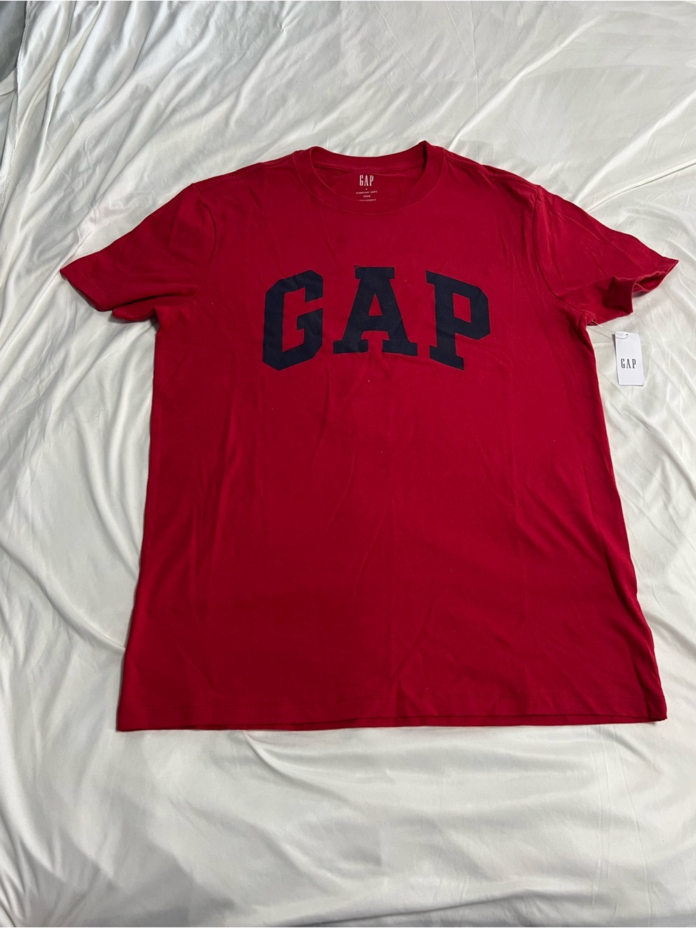 GAP Red Short-Sleeve Tee with Navy Logo